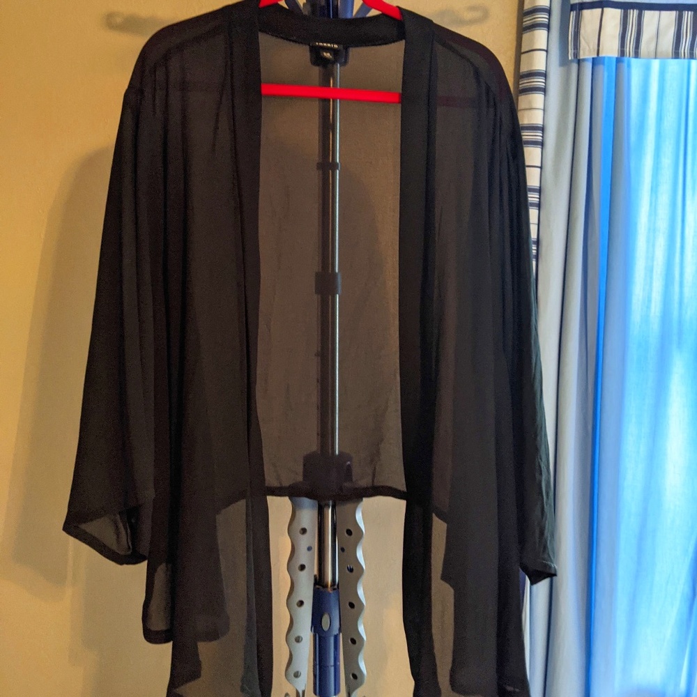 Torrid Sheer Black Kimono Jacket Cardigan Size 5/6